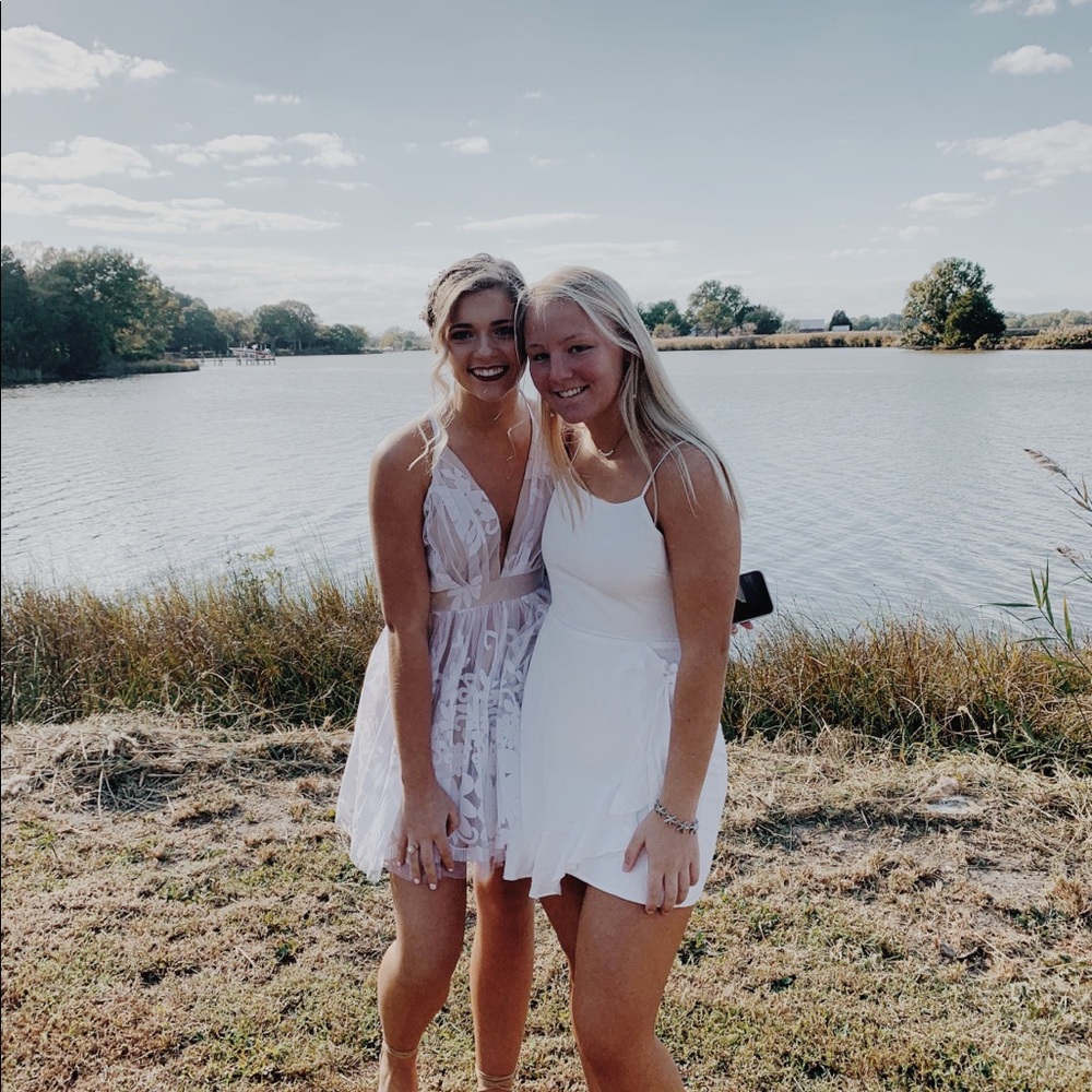 White lace homecoming dress